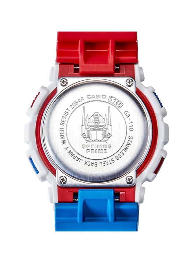 CASIO ساعة كاسيو جي شوك x إصدار ترانسفورمر GA-110OPT22-7BFT التناظرية الرقمية للرجال | مقاومة للصدمات | مقاومة للماء حتى 200 متر | حزام من الراتينج الأبيض - Image 5